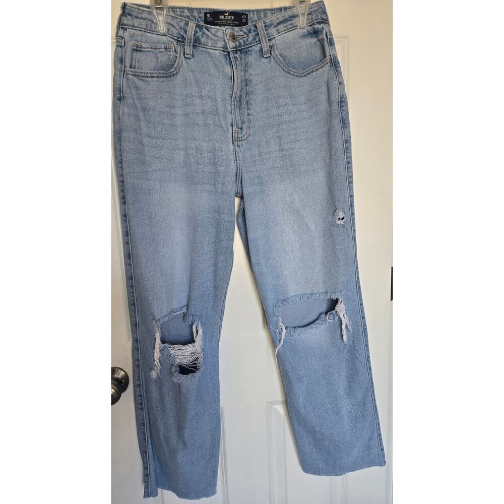 Hollister High-Rise Vintage Stretch Light Fade Destroyed Women'sStraight Jeans 9